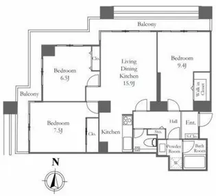 リバーシティ21イーストタワーズ10棟【34階】の間取り