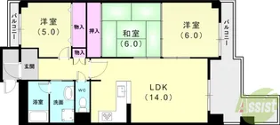 ユニライフ明石魚住【2階】の間取り