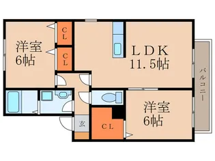 福岡県北九州市小倉南区蒲生3【アパート】の間取り