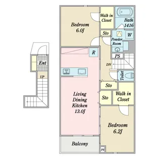 サニープレイスゼルコバJ A棟【2階】の間取り