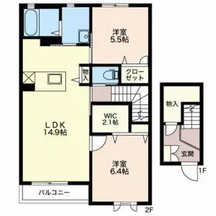 ハーモニーテラス弐番館【2階】の間取り