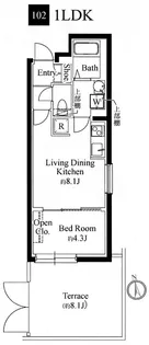 カーサピアッツァ二子玉川【1階】の間取り