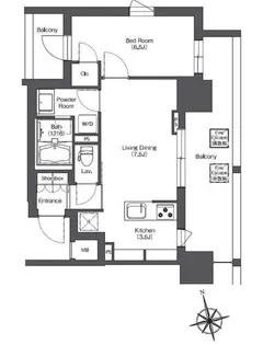 LIBR GRANT 西新宿WEST【7階】の間取り
