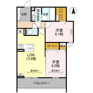 TORISIAS ゆいの杜6丁目 A棟【2階】の間取り
