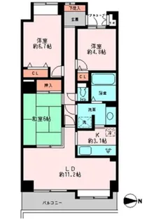 サンマンションアトレ町屋【4階】の間取り