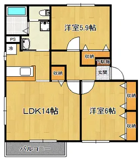 フェリーチェ南仙台B棟【1階】の間取り