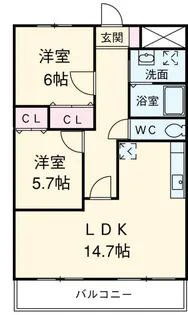ハイツオレンジA【2階】の間取り