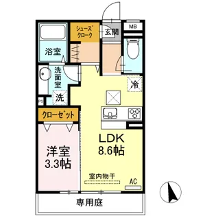 福岡県久留米市朝妻町【アパート】の間取り