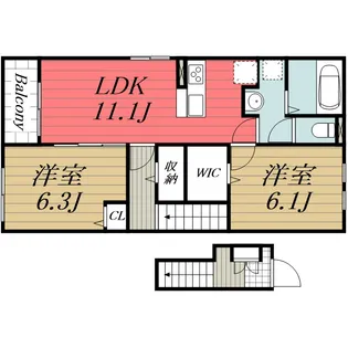 千葉県富里市七栄【アパート】の間取り
