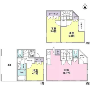 東京都世田谷区三軒茶屋2【一戸建】の間取り