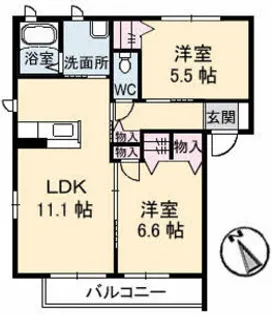 シャーメゾンひらいB棟【1階】の間取り
