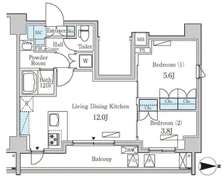 オープンブルーム東日本橋【8階】の間取り
