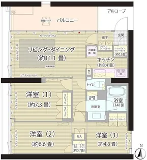 ガーデニエール砧WEST【7階】の間取り