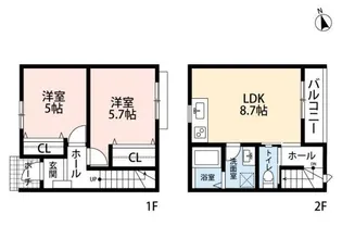 神奈川県大和市福田【一戸建】の間取り