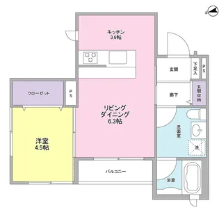 プティ・ピスィーヌ【1階】の間取り