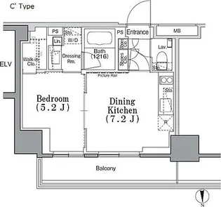 パークハビオ飯田橋【7階】の間取り