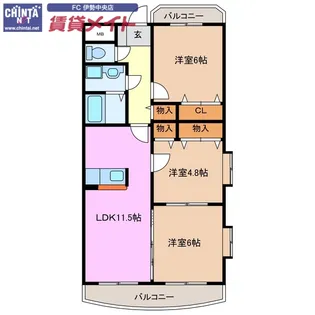 メゾンプランドール【3階】の間取り