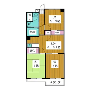 ベルジュール・オーシャン【1階】の間取り