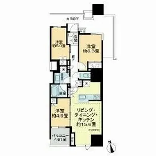 Brillia山手動坂グランスイート【6階】の間取り