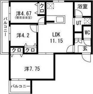 エス.フィールド奏(カナデ)【2階】の間取り