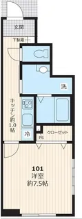 アヴニール三軒茶屋【1階】の間取り