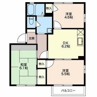 フレグランス三園B【1階】の間取り