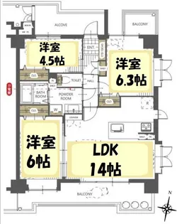 南越谷ローヤルコーポ【6階】の間取り