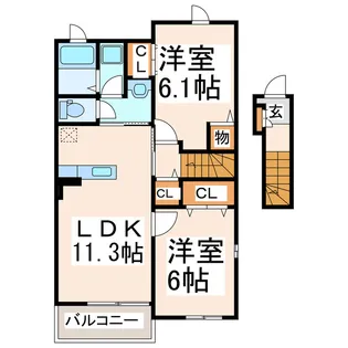 グラース ドゥ【2階】の間取り