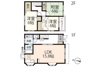 オークス天畠ハイタウンA棟【2階】の間取り