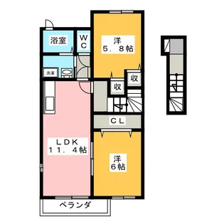 錦フォーリストハーモニーB【2階】の間取り
