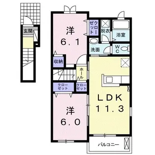 クロスサンフィールドI【2階】の間取り