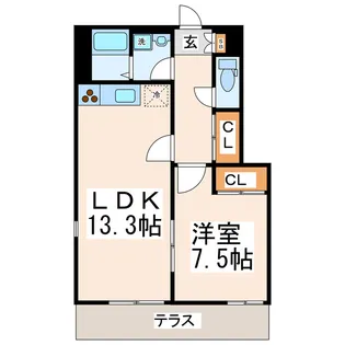 グリーンメール菊陽【1階】の間取り