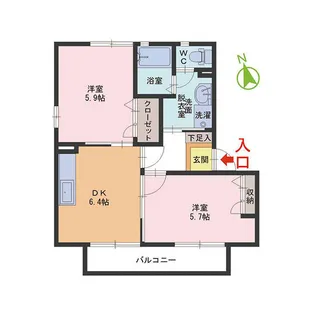 Plat riziere A棟【2階】の間取り