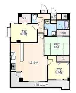 宮城県仙台市青葉区花京院2【マンション】の間取り