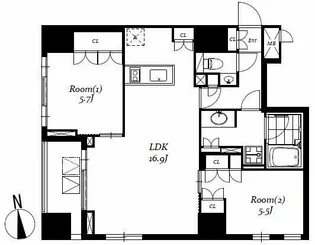 東京都中央区日本橋馬喰町2【マンション】の間取り