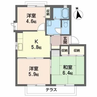 サンテラスレイジA【1階】の間取り