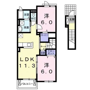 広島県福山市神辺町字上御領【アパート】の間取り