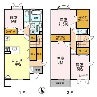 富山県富山市小杉【一戸建】の間取り