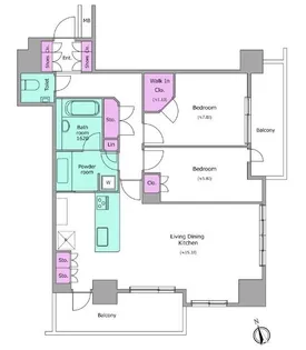 レジディアタワー目黒不動前【26階】の間取り