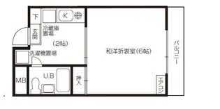 ハイツタナカ【 ベランダ有り 屋根付き 床有り 】【2階】の間取り