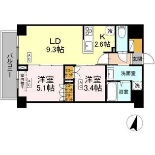 ロイジェント西新井【3階】の間取り