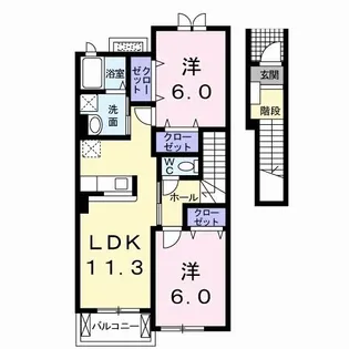 フラワーストリートハウスA【2階】の間取り