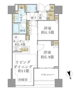 白金ザ・スカイ East【11階】の間取り
