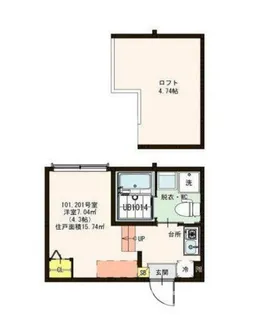 ハーモニーテラス・Terrace``TAKA``【2階】の間取り