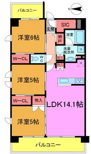 エクセレントシティ幕張本郷【6階】の間取り