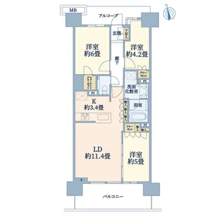プラウド二子玉川【4階】の間取り