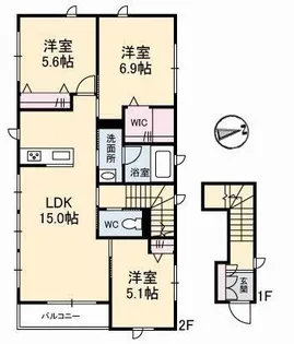 フェリーチャ【2階】の間取り