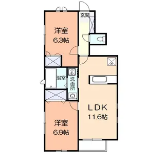 シャインヒルズB【1階】の間取り