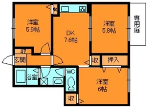 ブランドールA【1階】の間取り