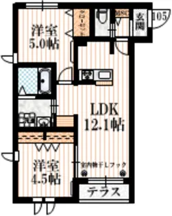 ノーブル烏山【1階】の間取り